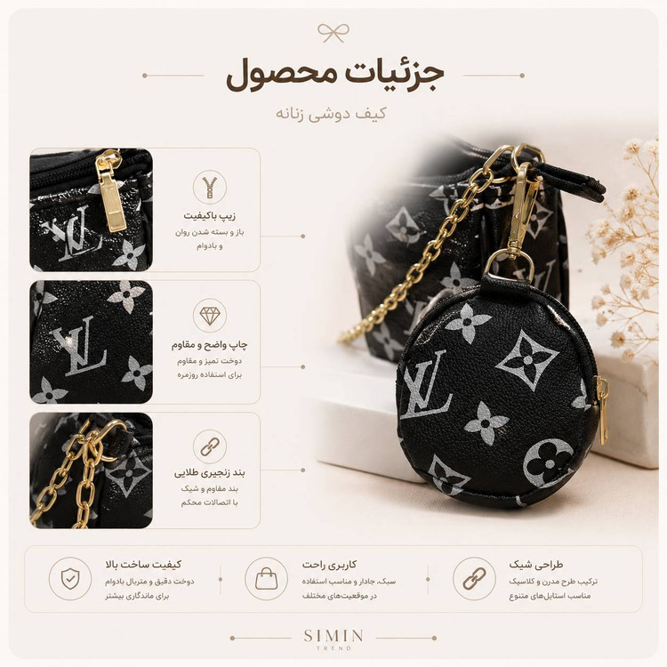ست سه تکه کیف زنانه مدل پاسپورتی